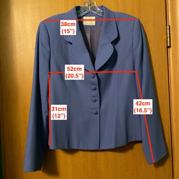 Bellessa Blue 2 piece blazer and skirt with front slit - Picture 3 of 10